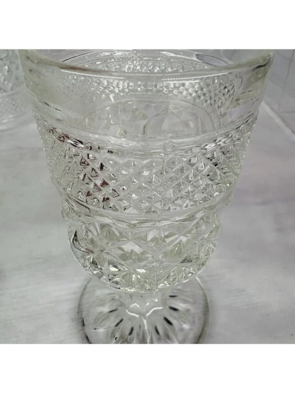 Anchor Hocking WEXFORD Clear Criss-Cross Design Claret Wine 6oz Glasses Set of 4